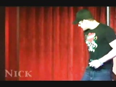 Nick onstage, off, then on