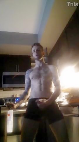Big cock big load in the kitchen