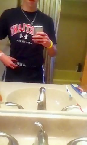 Horny Twenager Jerking Off in Bathroom