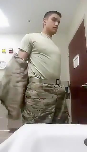 Military Papi Showing his Latin Manmeat!