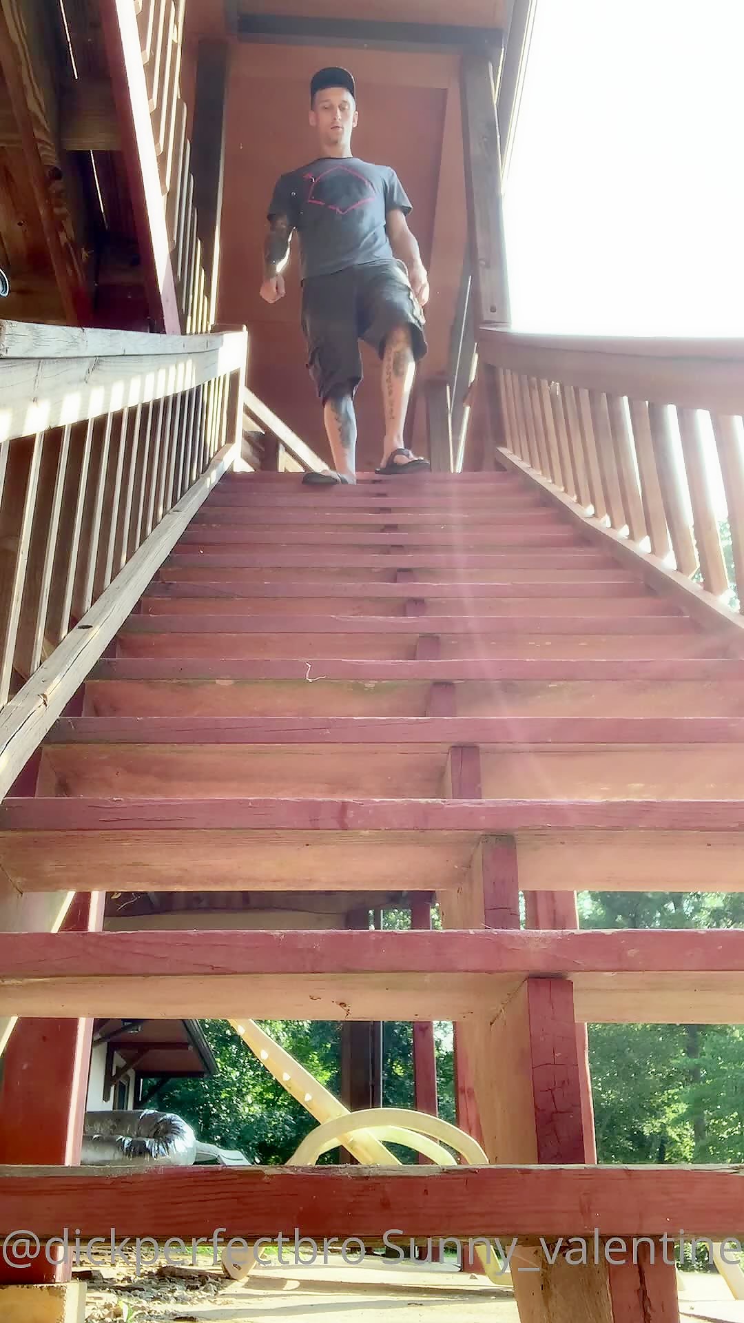 hung bwc jerks off on stairs