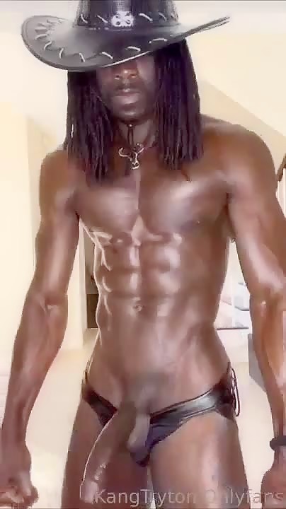 Dark Chocolate Cowboy Works His Meat
