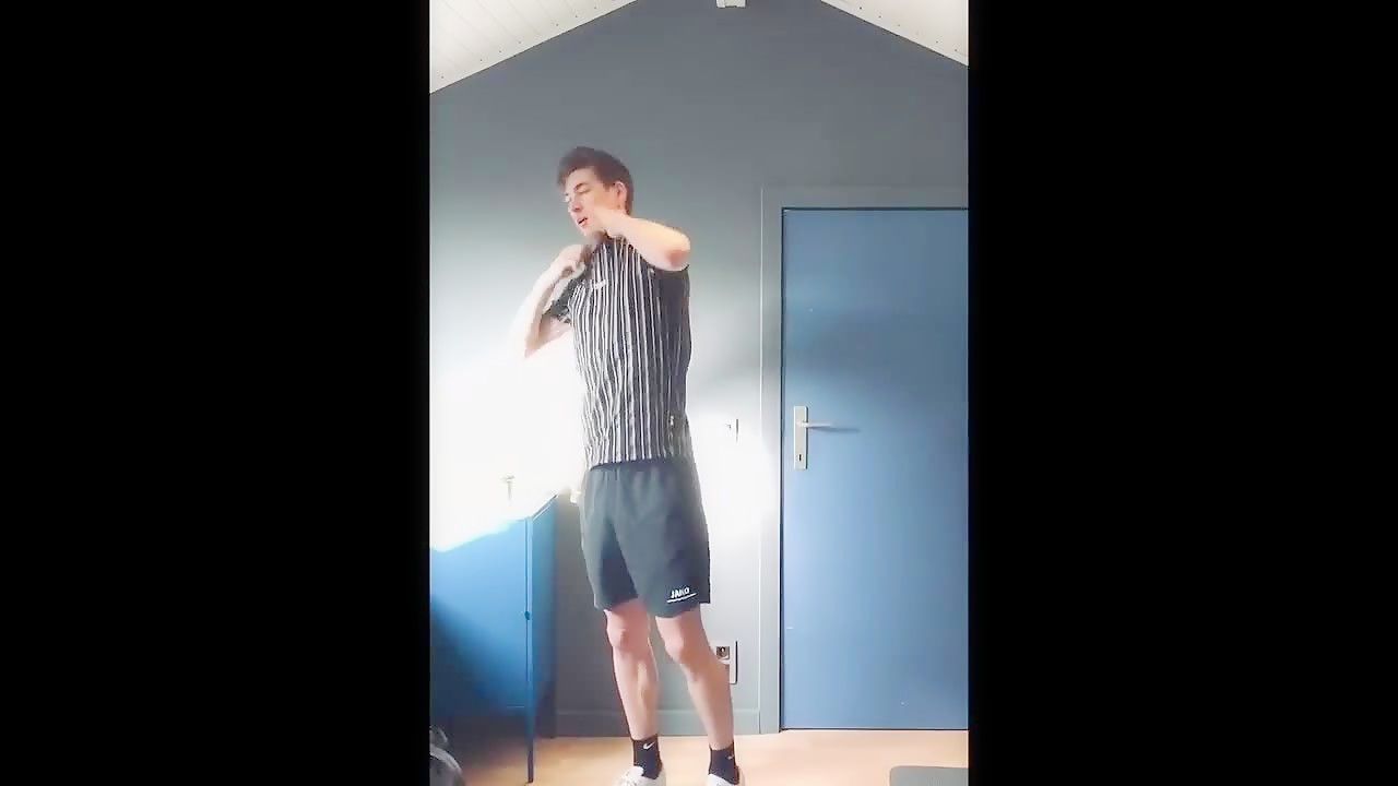 Fit lad wanks big cock