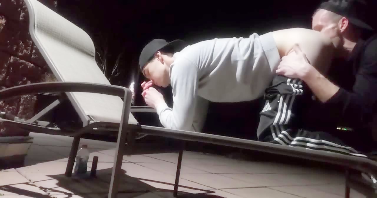 Twink fucked on rooftop at night