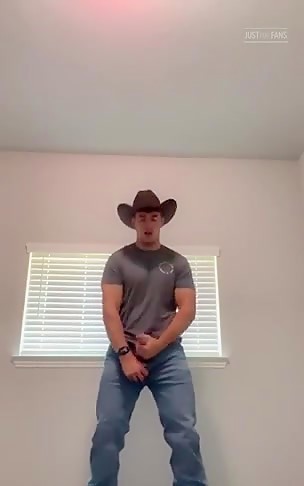 Hot Uncut Cowboy Jacks a Load Onto His Boots