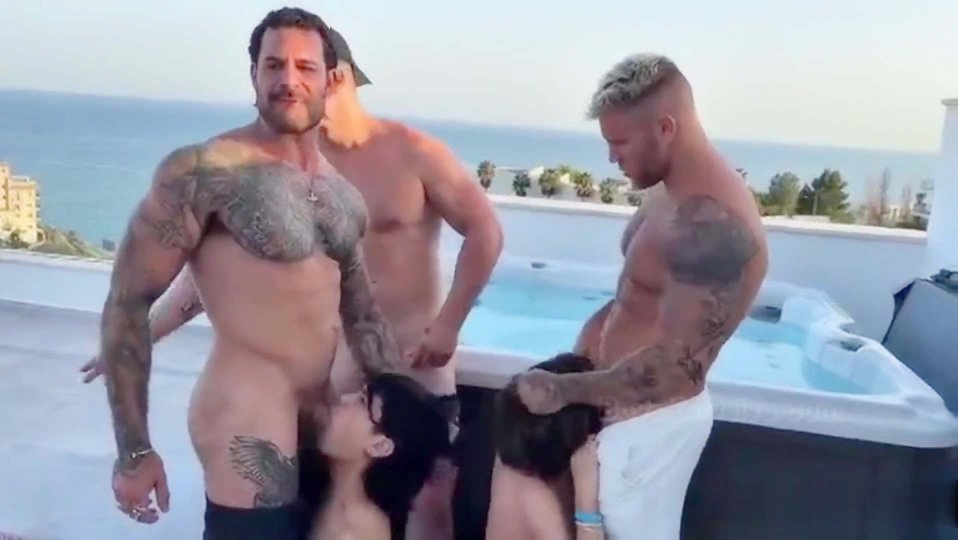 Three Alpha Bulls Fuck & Breed Two Fem Twinks